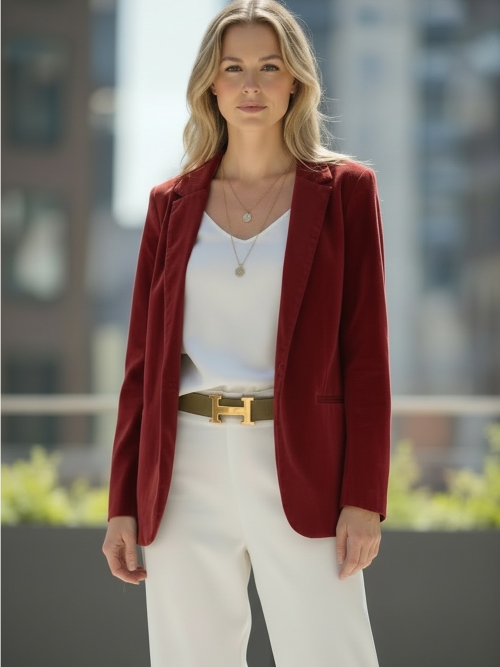 NYDJ Red Velvet Open-Front Blazer medium